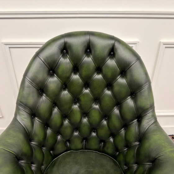 Sedia da Direttore Chesterfield Classica Inglese Verde – Sedie da ufficio, Leather, Metal (photo 5 of 7)