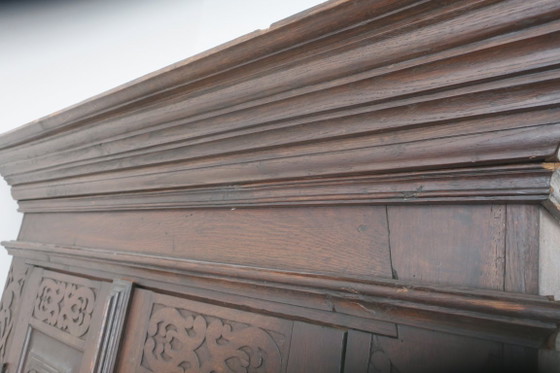 Image 1 of Antique Carved Oak Farmhouse Wardrobe, 1780
