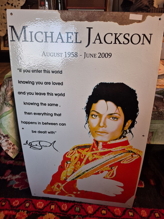 Emaille-Schild Michael Jackson, Wanddekoration, Metall, Schwarz (Foto 3 von 5)