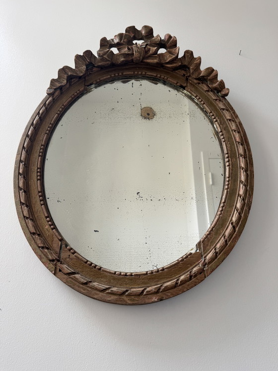 Image 1 of Antique Louis XVI Oval Knot Mirror