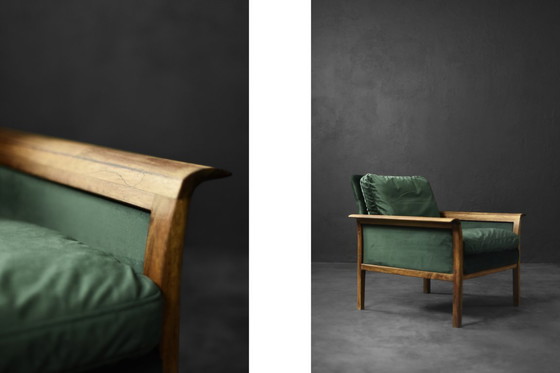 Image 1 of Canapé et Chaise Vintage en Palissandre et Velours Vert Bouteille par Knut Sæter pour Vatne Møbler, Norvège, 1960s, Set de 2