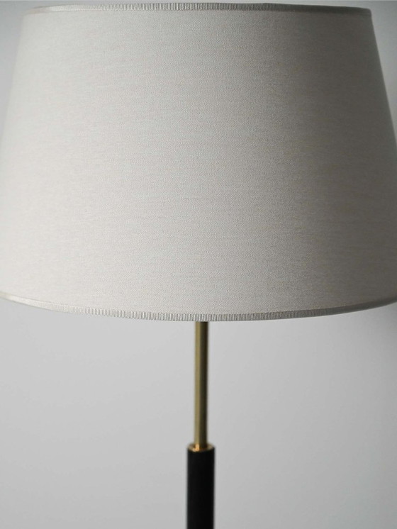 Image 1 of Lámpara de pie escandinava de latón y madera negra, años 50/60