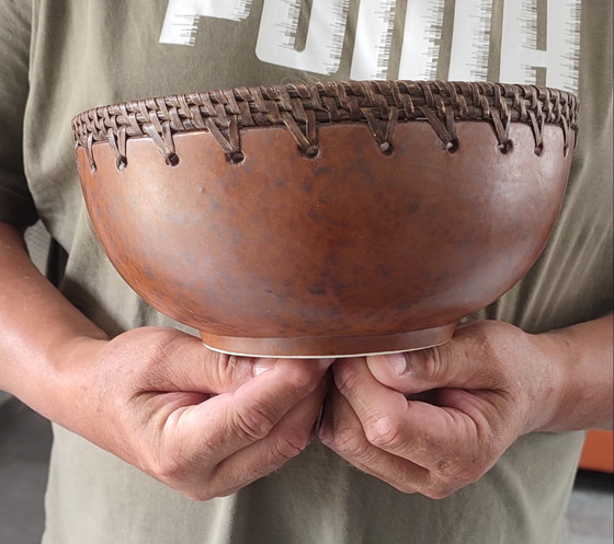 Image 1 of Coupe poterie Rinjani Lombok Indonésie Argile et rotin