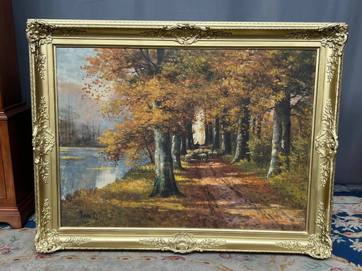Herfstlandschap. Olieverf op doek. – schilderijen tekeningen, Canvas (photo 2 of 6)