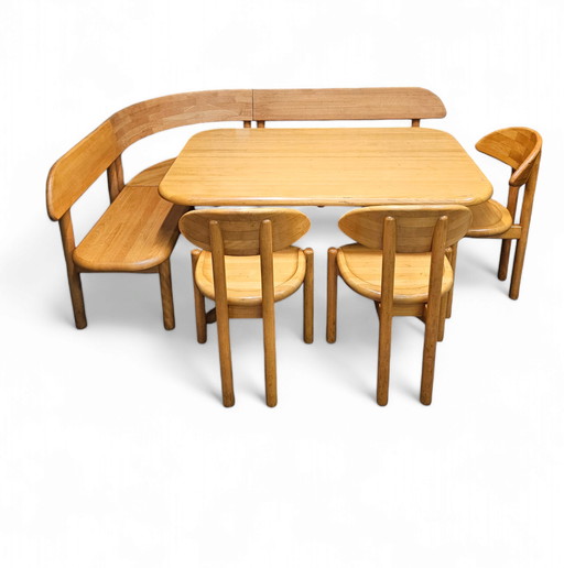 Set Ansager Mobler molto raro, tavolo, divano, 3 sedie e panca angolare