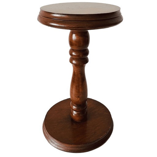 Soporte para plantas bajo de madera maciza, estilo vintage de mediados de siglo, década de 1960.