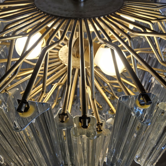 Image 1 of Vintage Itiliaanse kristallen kroonluchter Venini Triedi Murano. (60s) tapered crystal chandelier Italian design