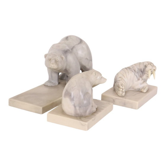 Set vintage di 3 statuette di animali in marmo artificiale Inuit Canada – Sculture, Plastic (photo 5 of 19)