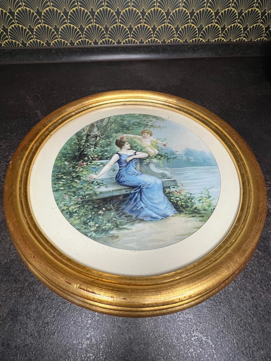 Tirage d'art vintage des années 1930 dans un cadre en bois classique doré à la feuille – Tirages d'art, Wood (photo 3 of 3)