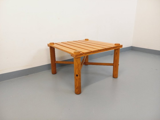 Image 1 of Vintage square coffee table in solid pine from the 70s and 80s