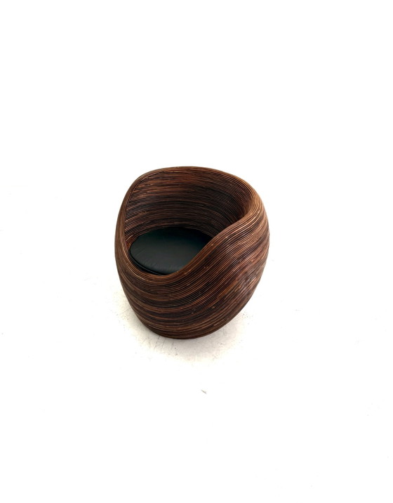 Poltrone vintage in rattan a matita, Gabrielle Crespi ‘80 – Legno, Pelle (photo 3 of 9)