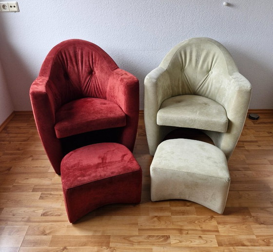 Image 1 of 2 fauteuils Leolux Carabas avec repose-pieds