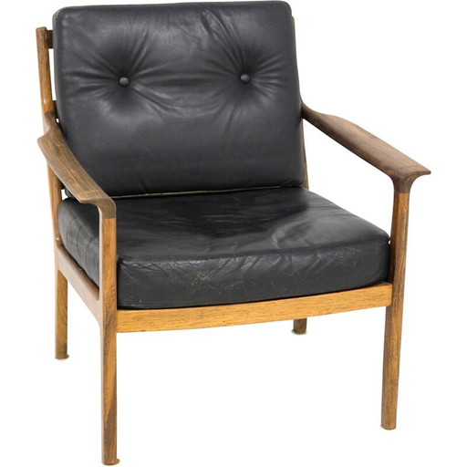 Poltrona scandinava in pelle vintage di Bröderna Andersson, Svezia 1960
