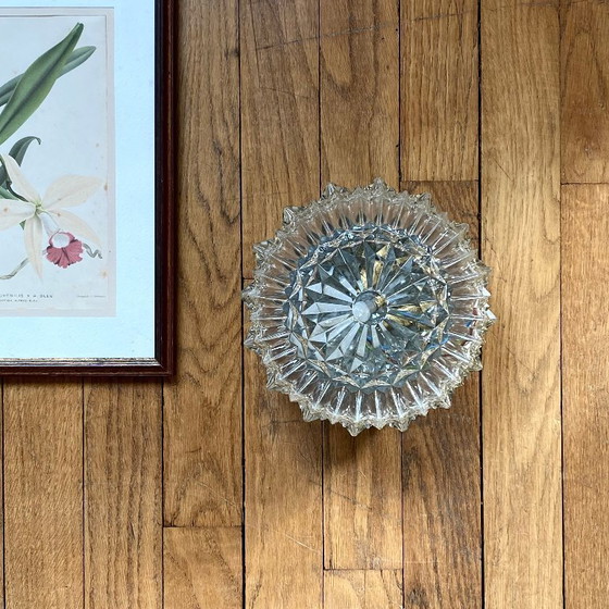 Image 1 of Lampada da parete/soffitto in vetro stampato, illuminazione vintage anni '70-'80