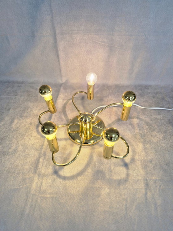 Image 1 of Lampadario da soffitto Honsel a 5 luci in ottone, attacco E14, stile moderno vintage – Testato