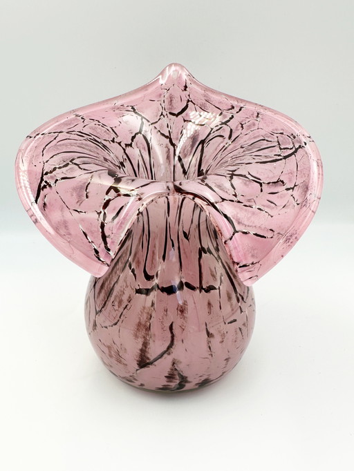 Murano style mouth blown glass vase