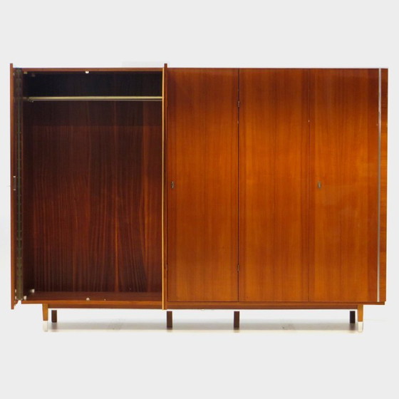 Image 1 of Grote 5-deurs vintage design kledingkast in teak, 1960s