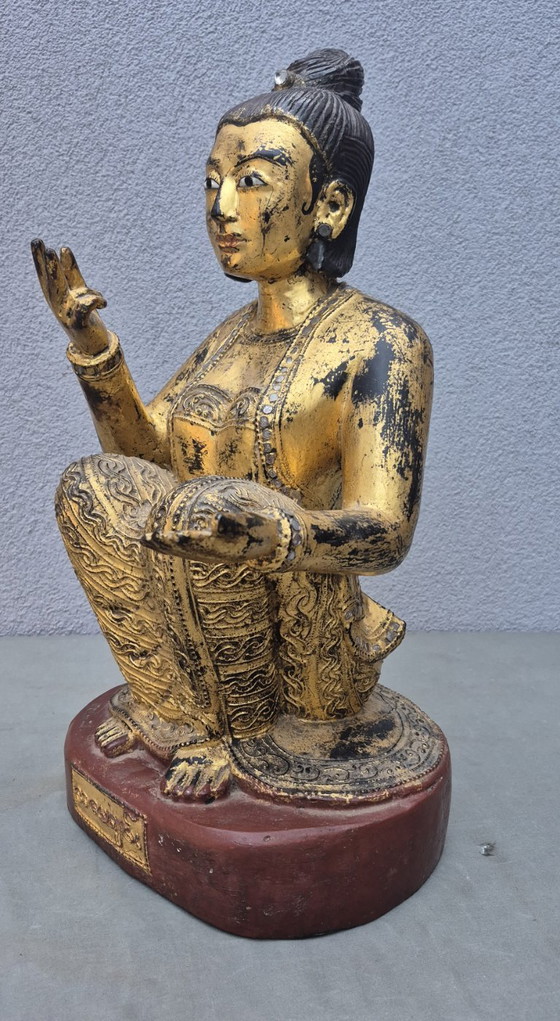 Antica Scultura Nat Birmana in Legno - XIX Secolo 51cm – Sculture (photo 5 of 15)