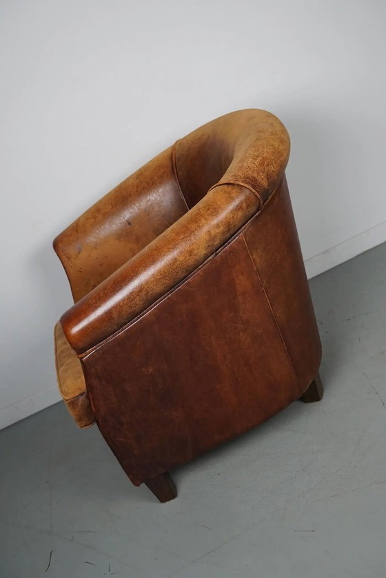 Image 1 of Vintage Nederlandse cognackleurige leren clubfauteuil