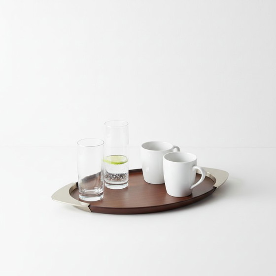 Image 1 of Mid-Century Teak & Pewter Cocktail Tray – 1950s