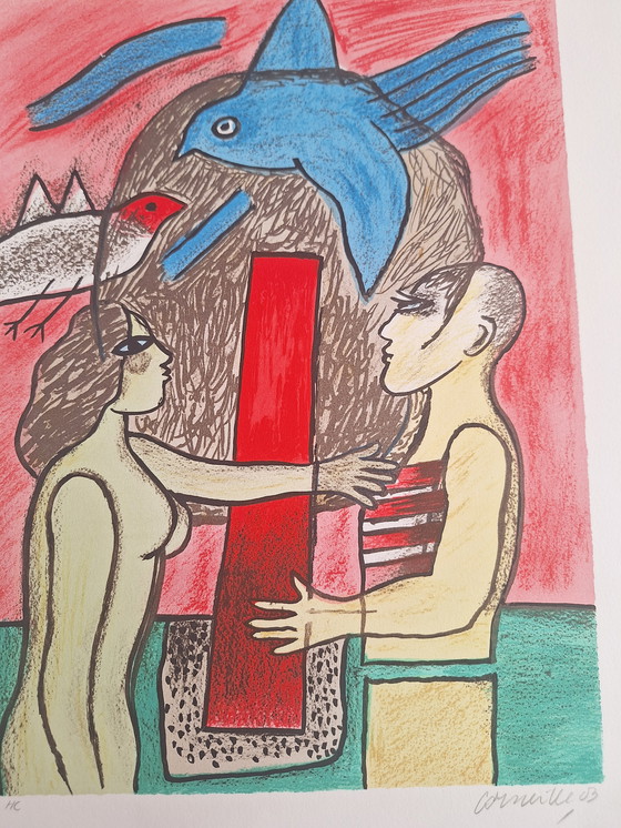 Image 1 of Serigrafia di Corneille "coppia di innamorati"