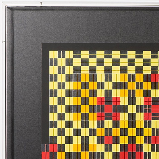 Image 1 of Françoise Luciani Orangefarbene Schachbrett-Collage aus Papier