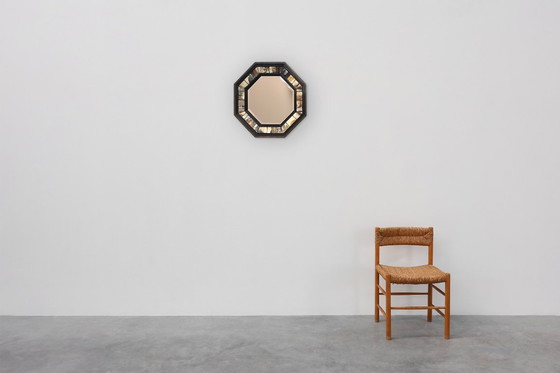 Image 1 of Espejo octogonal de latón y cuerno con cuerno de Anthony Redmile, Reino Unido ca. 1980