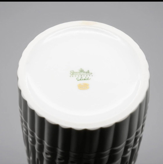 Image 1 of M. Freyer & W. Schreib Rosenthal Bisque Porcelain Vase Duo Op Art Relief 70s XL & L