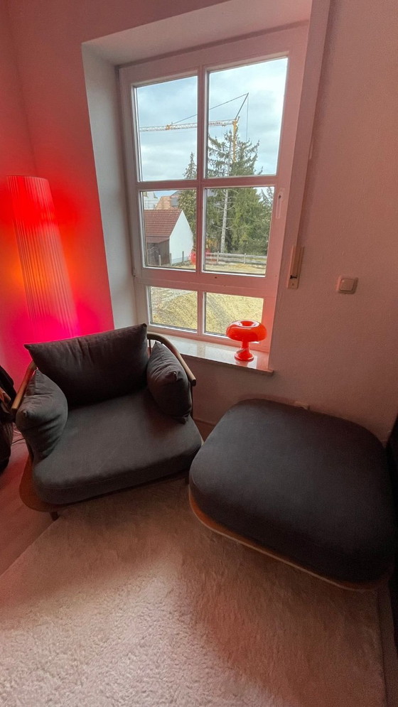 Image 1 of &Tradition Fly SC1 Lounge Chair + SC9   – Smoked Oak, Dark Grey 