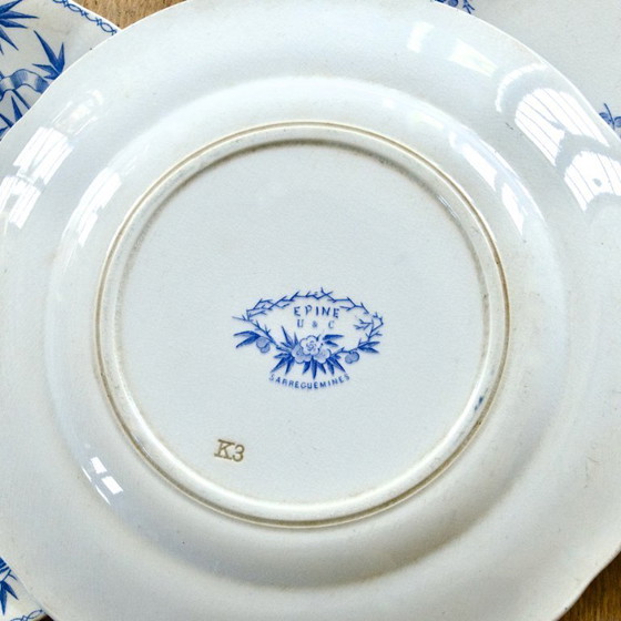 Image 1 of 19th century Sarreguemines "Epine" ironstone plates (5AP)