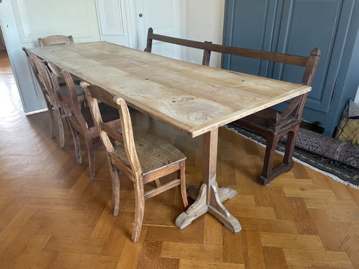 Eettafel Leeftafel Schragentafel Frans 245 cm.