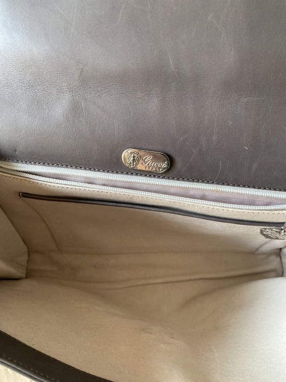 Image 1 of Vintage Gucci clutch van krokodillen- en nappaleer, ongedragen, grijs