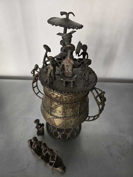 African bronze decorated ash cup
