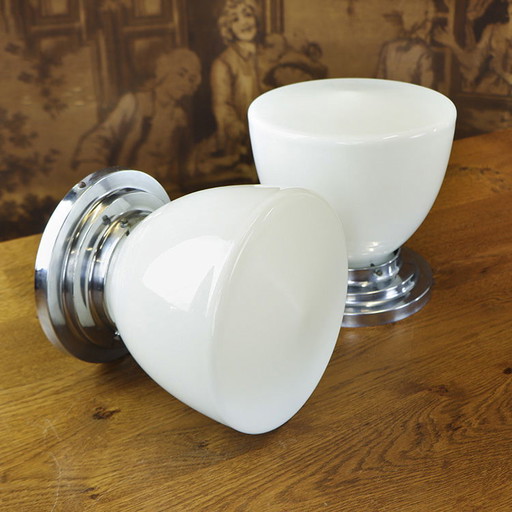 2x Lámparas de techo Art Déco de opalina