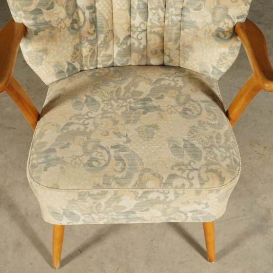 Fauteuil cocktail vintage – Velours – Accoudoirs en bois – Années 1960 – Textile (photo 11 of 12)