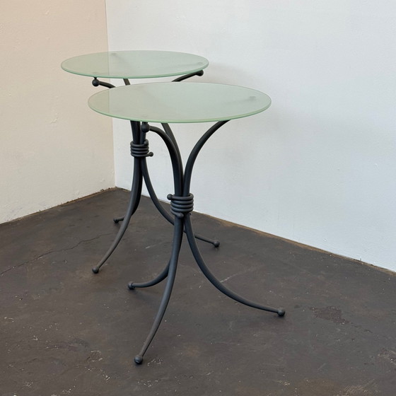 Image 1 of 2x Table d'appoint Verre/Acier