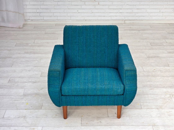 Image 1 of 1970, Deense fauteuil, originele meubelwol, teakhout.