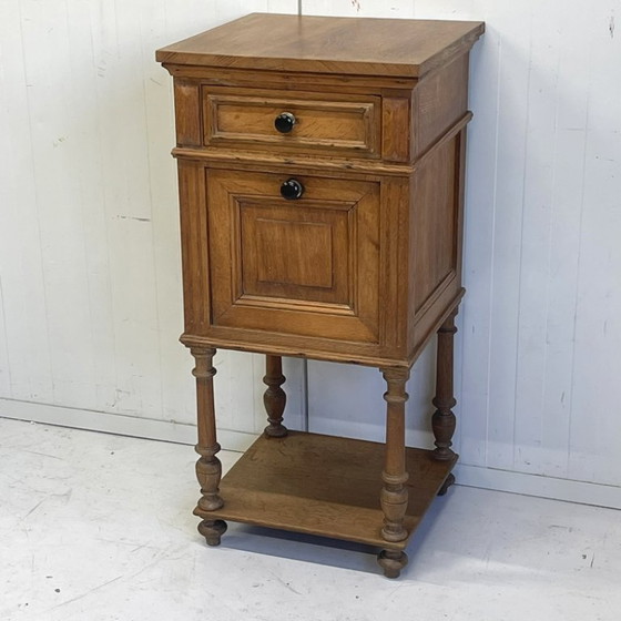 Image 1 of Antique tall French brocante bedside table hallway cabinet