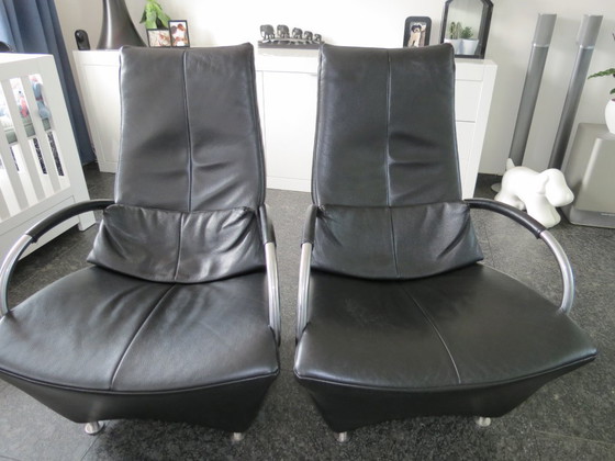 Image 1 of 2x sillones de cuero visión sentada de De Toekomst bajo el sello Goosens