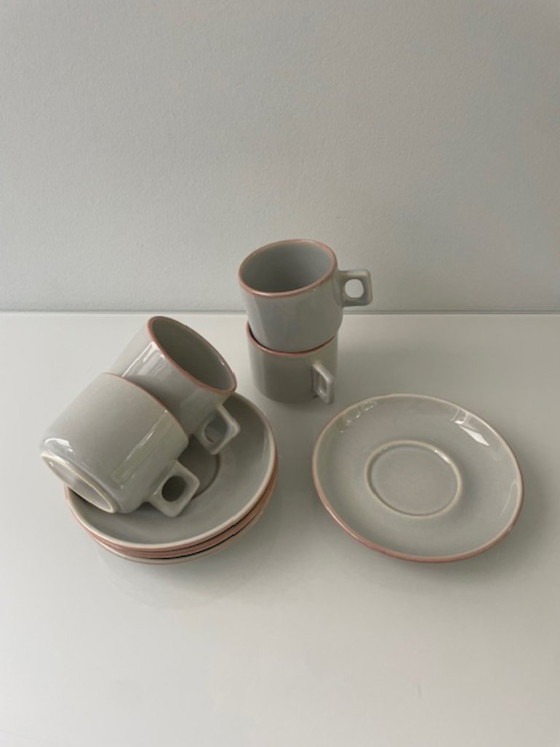 Image 1 of 4x tazas y platillos de diseño holandés Driehoek Huizen