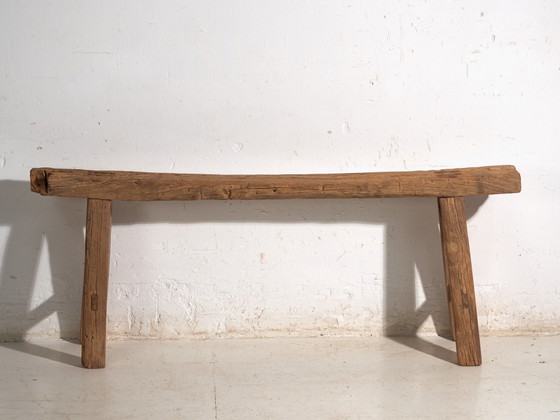 Antique Elm Wood Bench, China, circa 1900, Benches, Rustic (photo 7 of 8)