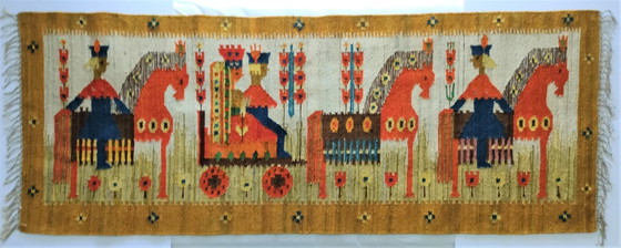 Image 1 of Poolse volkskunst kilim wandtapijt uit de jaren 70