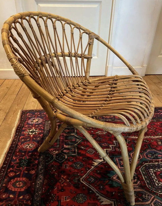 Pair of vintage rattan armchairs – 60s/70s design – Dining chairs, Wicker, Scandinavian (photo 8 of 20)