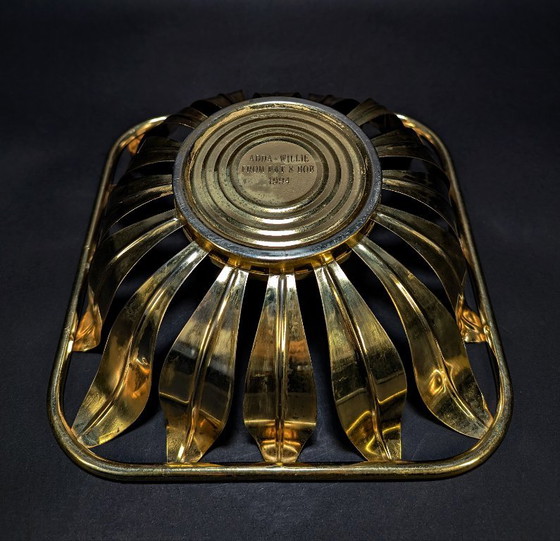 Grande cesto decorativo vintage in metallo color oro - anni '90 – Oggetti decorativi (photo 3 of 5)
