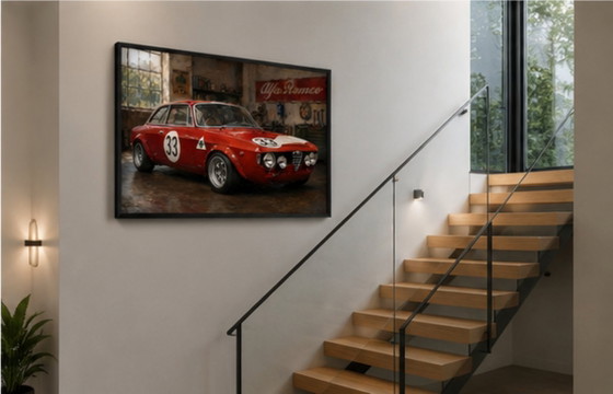 Seltene Limitierte Kunstdruck 1972 - 1965 Alfa Romeo Giulia Sprint GTA Group 4 Race Car, Designed by Bertone - (photo 5 of 5)