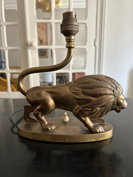 Image 1 of Vintage Brass "Lion" Lamp