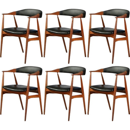Set di 6 poltrone vintage di Th. Harlev per Farstrup Møbler, 1950