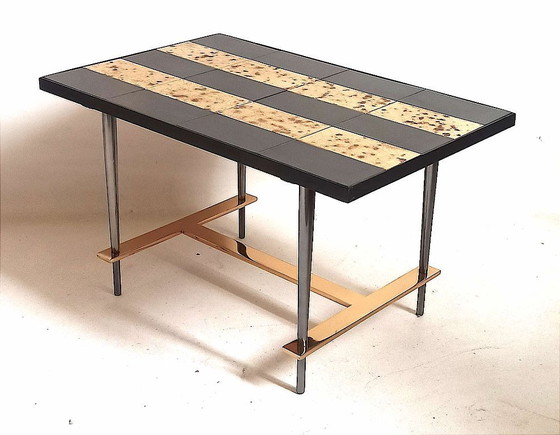 Image 1 of Salontafel uit de jaren 50, keramiek en bladgoud, hoogte 36 cm