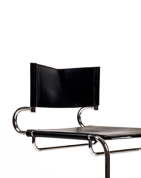 Image 1 of vintage “Terrj” stoel van chroom en leer van Luigi Saccardo voor Arrmet – Italië, jaren 70