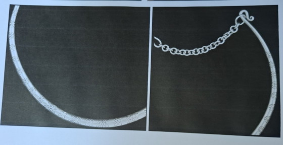Image 1 of Sterling zilveren torque ketting, 54 cm halsomtrek - uniek stuk, omkeerbaar + houten doos